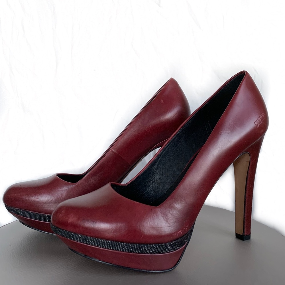 Burgundy Platform Diesel High Heels